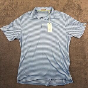 NWT Tasc Performance Cloud Polo Brookline Stripe Size L - Coastline Blue/Classic